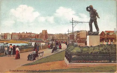 A889 England Surf Boat Memorial Margate Vintage Postkarte