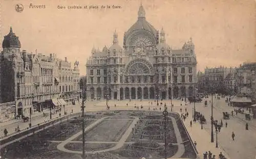 A903 Belgien Anvers Antwerpen Gare centrale et Place Bahnhof Postkarte