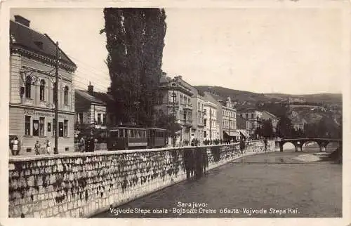A906 Bosnien und Herzegowina 1930 Sarajevo Vojvode Stepe Obala Straßenbahn RPPC Postkarte