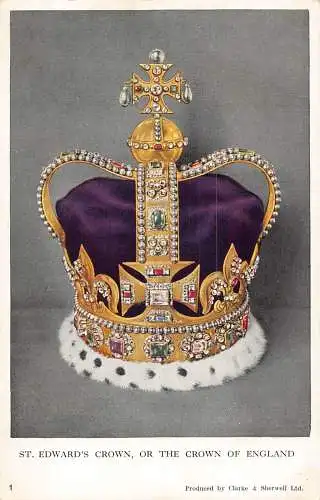 A908 Royalty St Edward's Crown oder Crown of England Vintage Postkarte