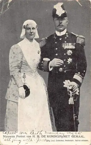 A908 Königskönigin Wilhelmina und Prinz Hendrik von Niederlanden 1909 Postkarte