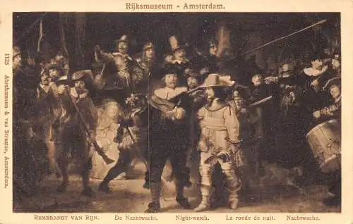 A909 Rijksmuseum Amsterdam Kunst von Rembrandt Nachtwache Vintage Postkarte