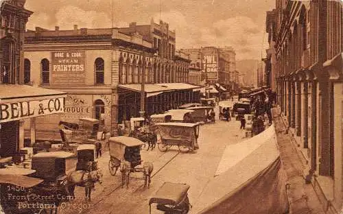 A916 US Portland Oregon Front Street Commission Carts Bell&Co Postkarte