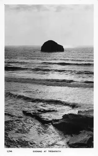 A917 England Evening at Trebarwith Sea RPPC Vintage Postkarte