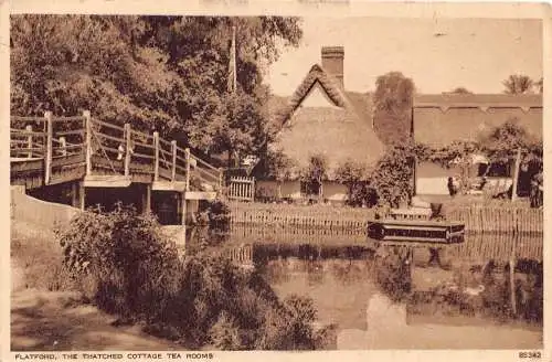A904 England 1956 Flatford Reetdachhaus Tea Rooms Vintage Postkarte