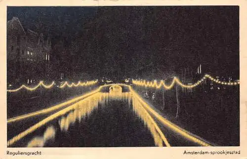 A901 Niederlande Reguliersgracht Amsterdam sprookjesstad Nachtlichter Postkarte