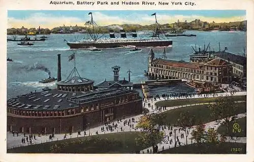 A901 US New York City Aquarium Battery Park Hudson River Steamboat Postkarte