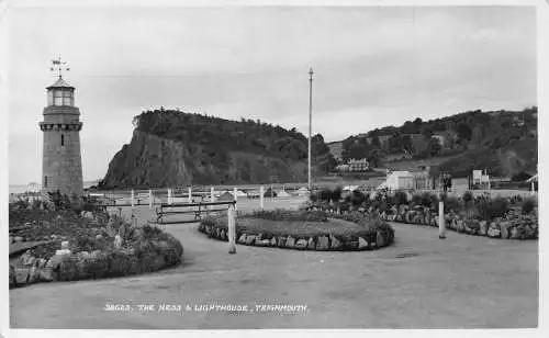 A904 England 1955 Teignmouth The Ness and Lighthouse RPPC Vintage Postkarte