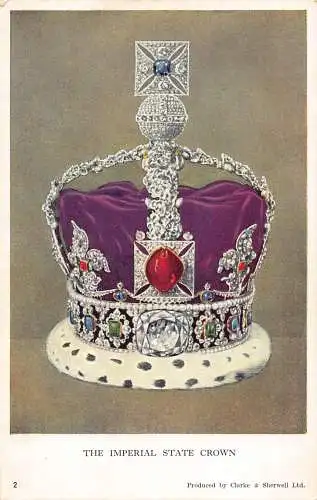 A908 British Royalty Imperial State Crown Vintage Postkarte