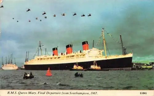 A910 Steamboat RMS Queen Mary Final Departure from Southampton 1967 Postkarte