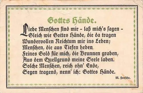 A091 Gedicht Gebet 1910 Gottes Haende Gottes Hände von M Feesche Postkarte