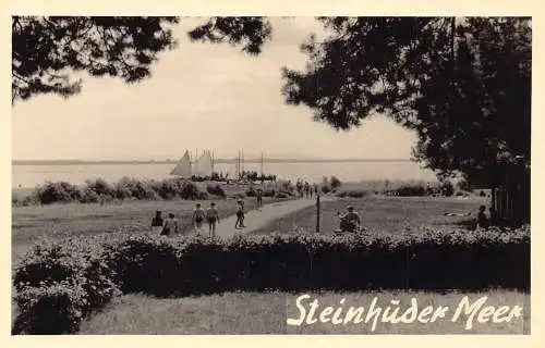 L184 Deutschland Steinhüder Meer Segelboote Menschen Vintage Postkarte