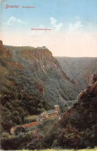 Deutschland Bodetal Waldkater Hexentanzplatz Vintage Postkarte