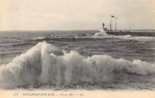 C018 Frankreich, Boulognese sur Mer Grosse Mer Vintage Postkarte