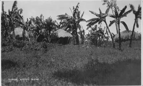 A906 Kenia 1928 Typische Kikuyu Szene Hütten RPPC Vintage Postkarte