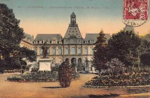 C022 Frankreich, Le Havre Les Jardin de l'Hotel de Ville 1925 alte Postkarte