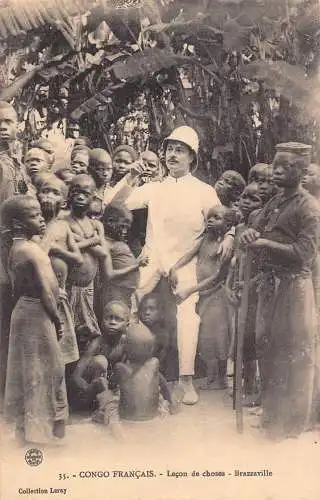 A902 Französisch-Kongo Objektunterricht Brazzaville Mann unterrichtet einheimische Schüler Postkarte