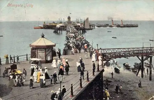 A890 England 1906 Margate Jetty Steamboat Vintage Postkarte