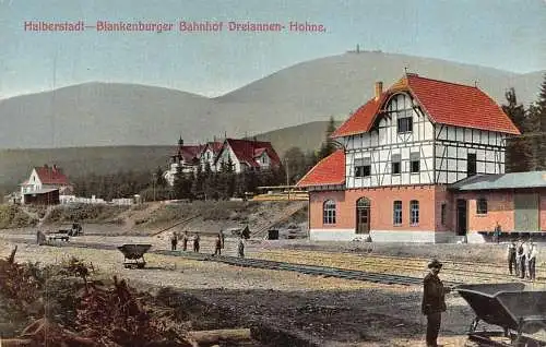 Deutschland Halberstadt Blankenburger Bahnhof Dreiannen Hohne Bahnhof Postkarte
