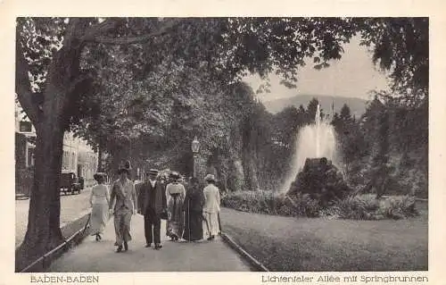 Deutschland Baden-Baden Lichtenfaler Alee mit Springbrunnen Brunnen Postkarte