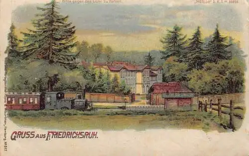 A898 Deutschland Gruss aus Friedrichsruh Dampflok Litho Lichthalte Postkarte