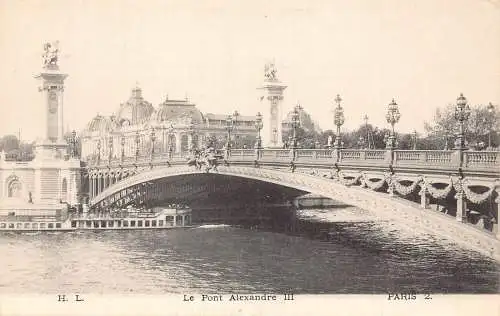C025 Frankreich, Paris Le Pont Alexandre III Vintage Postkarte