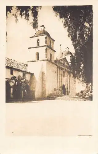 A899 US California Old Mission Santa Barbara Church RPPC Vintage Postkarte