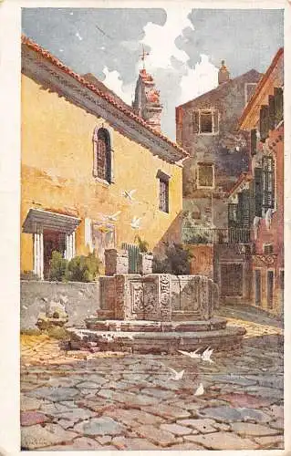 A899 Griechenland Venezianischer Brunnen Kremasti Platz Korfu Vintage Postkarte
