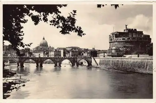 A900 Italien Roma Rom Schloss und San Angelo Brücke RPPC Vintage Postkarte