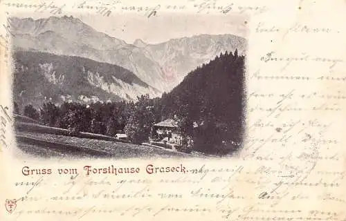 Deutschland 1898 Gruss vom Forsthause Graseck Berge Vintage Postkarte