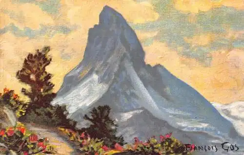 A922 Schweiz Cervin vu du Riffel au Dessus de Zermatt Kunst Vintage Postkarte
