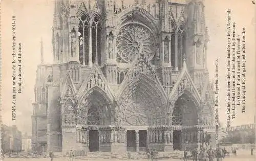 C024 Frankreich, Reims Die Bombardierung von Reims 1. Weltkrieg Postkarte