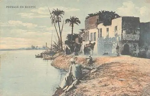 L280 Ägypten Kairo Peysage Landschaft Boote Hafen Häuser Fischer Postkarte