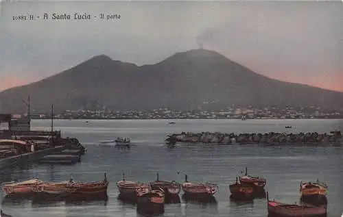 L279 Italien A Santa Lucia Il Porto Hafen Boote Berg Vesuv Postkarte