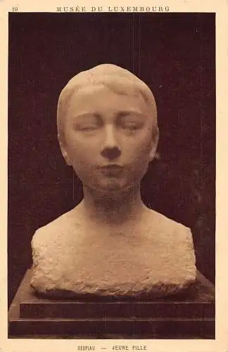A089 Luxemburg Museum Skulptur Despiau Jeune Fille Junges Mädchen Vintage Postkarte