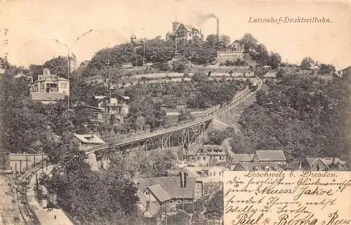 Deutschland 1901 Luisenhof Drahtseilbahn Eisenbahn Industrie Loschwitz Postkarte