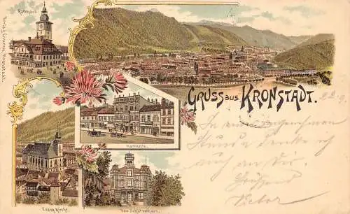 Rumänien 1898 Brasov Kronstadt Brasso Mehrfachansichten Litho Vintage Postkarte