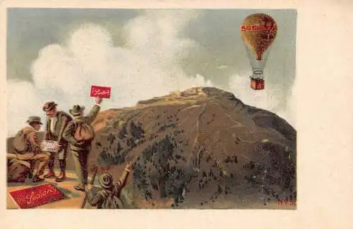 Schweiz Rigi Kulm Werbung Suchard Heißluftballon Vintage Postkarte
