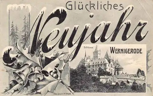 Deutschland Wernigerode 1906 Neujahrsgrüße Glück Postkarte