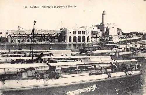 A926 Algerien Algier Amiraute et Defense Mobile Boats Vintage Postkarte