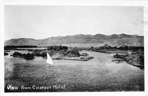 A927 Ägypten 1964 Blick vom Katarakthotel Segelboot RPPC Postkarte