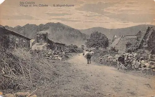 A927 Portugal Azoren St Miguel Dorf Sete Cidades Vintage Postkarte