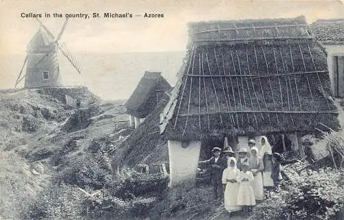 A927 Portugal St Michael Azoren Keller im Land Windmühle Bauern Postkarte