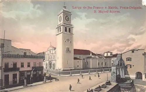 A928 Portugal S Miguel Azoren Largo de Jao Franco Matriz Ponta Delgada Postkarte