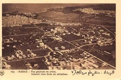 A929 Marokko Rabat Gesamtansicht aus einem Flugzeug Vintage Postkarte