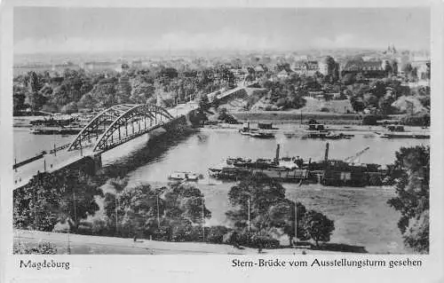 L264 Deutschland Magdeburg Sternbrücke Dampfschiffe Vintage Postkarte