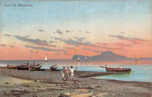 L278 Italien Neapel Gemälde signiert Floppola Capri da Merellina Fischerei Postkarte