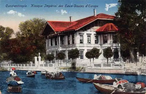 A931 Türkei Konstantinopel Kiosk Imperial Eaux-Douces D'Europe Boote Postkarte