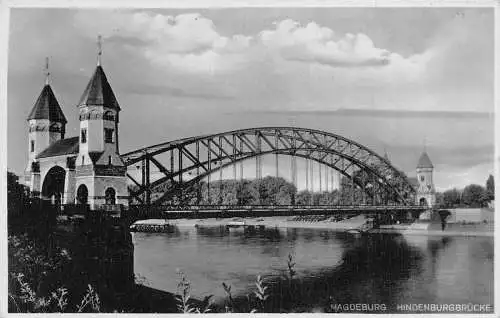 L264 Deutschland 1939 Magdeburg Hindenburgbrücke Brücke RPPC Vintage Postkarte