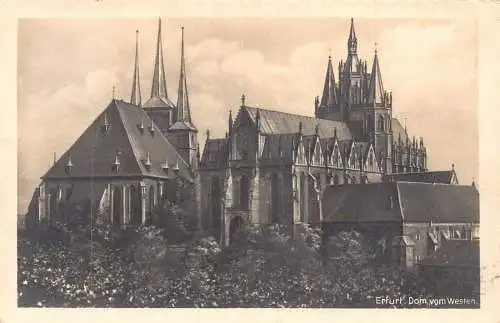 L341 Deutschland 1941 Erfurter Dom aus West RPPC Vintage Postkarte